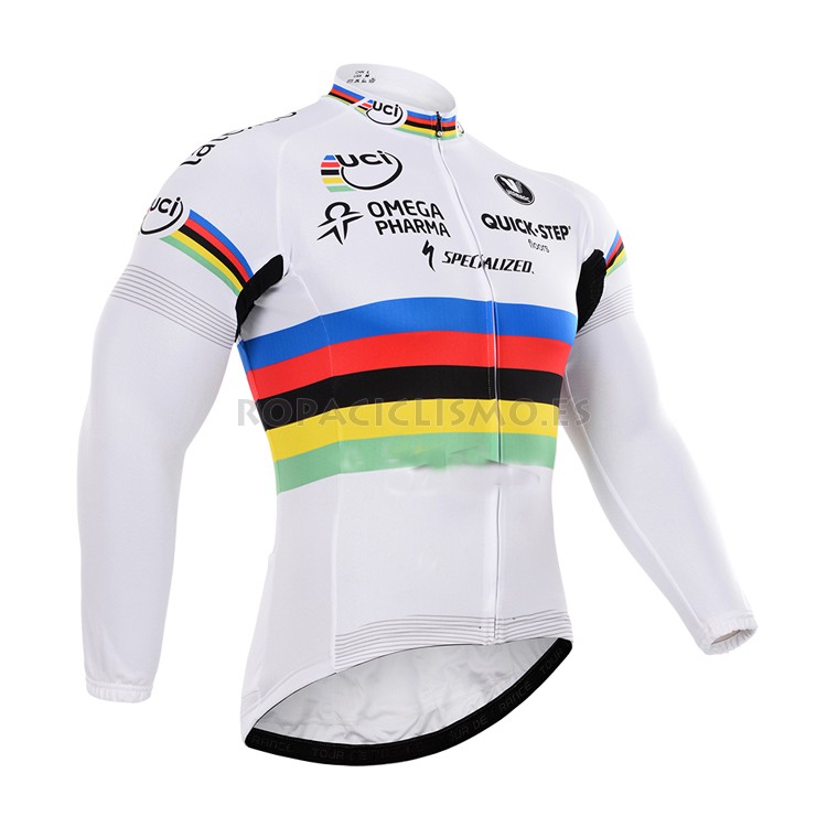 2015 Maillot quick step mangas largas Blanco